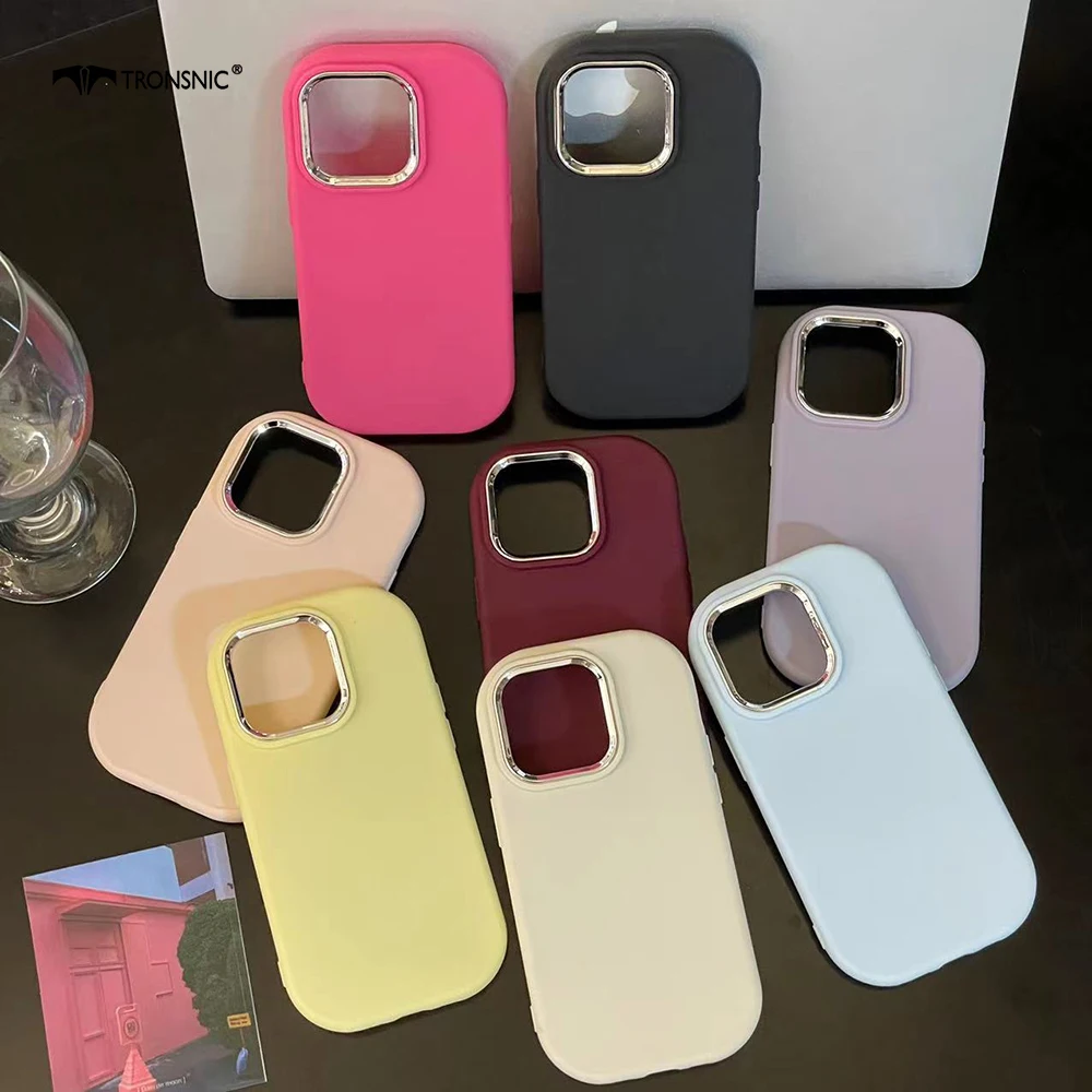 Ins Candy Luxury Phone Case For Samsung A54 A24 A52 A14 S23 Ultra Soft Silicone Colorful Border Beige Black Sliver Cover Fashion