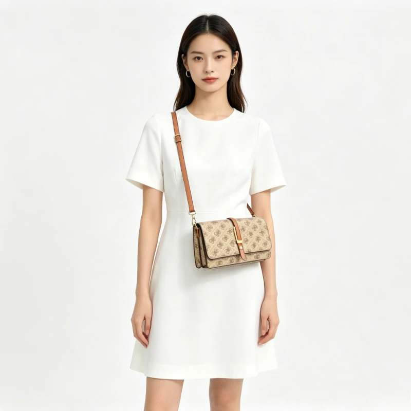 

Elegant Leather Crossbody Diaper Bag: Luxury Women's Handbag With Vintage Designer Style And Large Capacity For Commuter