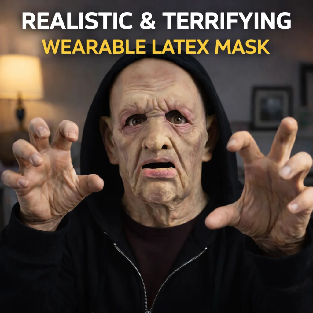 Latex-Maske für alte Männer, realistische Gesichtsmaske für ältere Menschen, Requisite für Halloween, Cosplay, Horror-Themenpartys, Kostümzubehör für Erwachsene