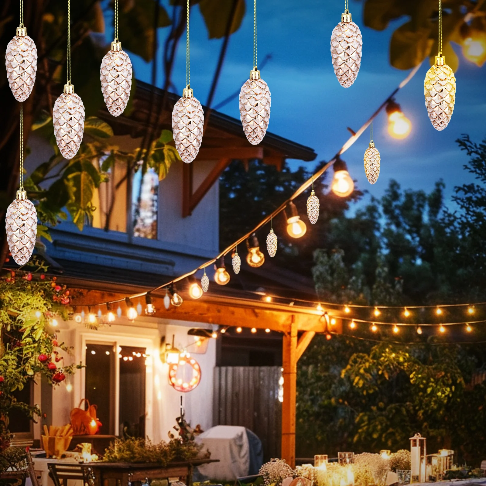 

10 Pcs Vintage Pinecone Ornaments Tree Holiday Pinecones Pendant Christmas Decor