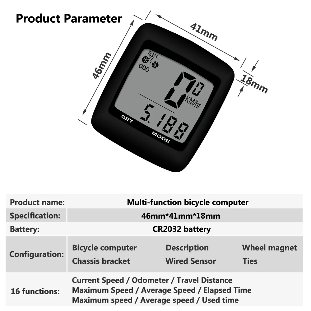 Bike Computer Bike riding speedometer and odometer Waterproof MTB cycling stopwatch Outdoor cycling equipment