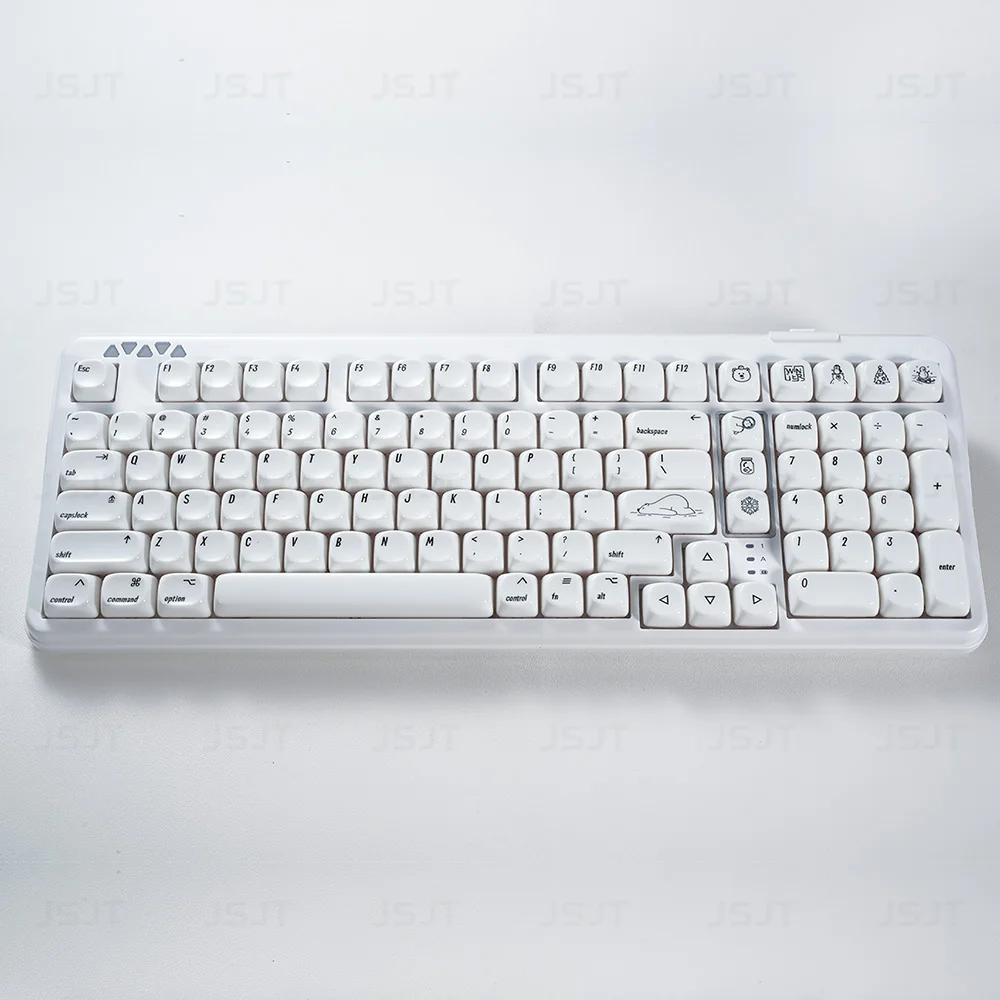 Polar Bear Themed Jelly Jade Keycaps 139 Keys MOA Profile Translucent Custom Keycap Set for MX Switch Mechanical Keyboards