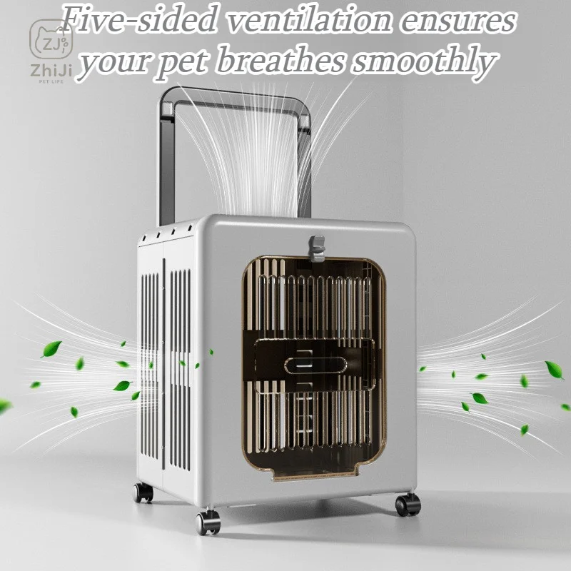 Outdoor Cat Carrier with Wheel Telescopic Handle Breathable Durable Cat Small Dog Travel Carrier Box Transparent Large Pet Bag