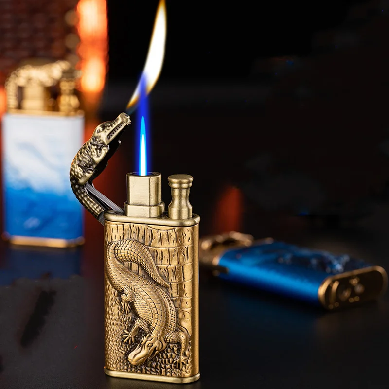 

New Butane Gas Windproof Direct Charge High Fire Metal Torch Portable Lighters Outdoor Camping Cigar Personalized Creative Gifts