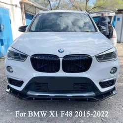 New For BMW X1 F48 2015-2022 4PCS ABS Car Front Bumper Spoiler Splitter Lip Diffuser Chin Bumper Body Kits Gloss Black Tuning
