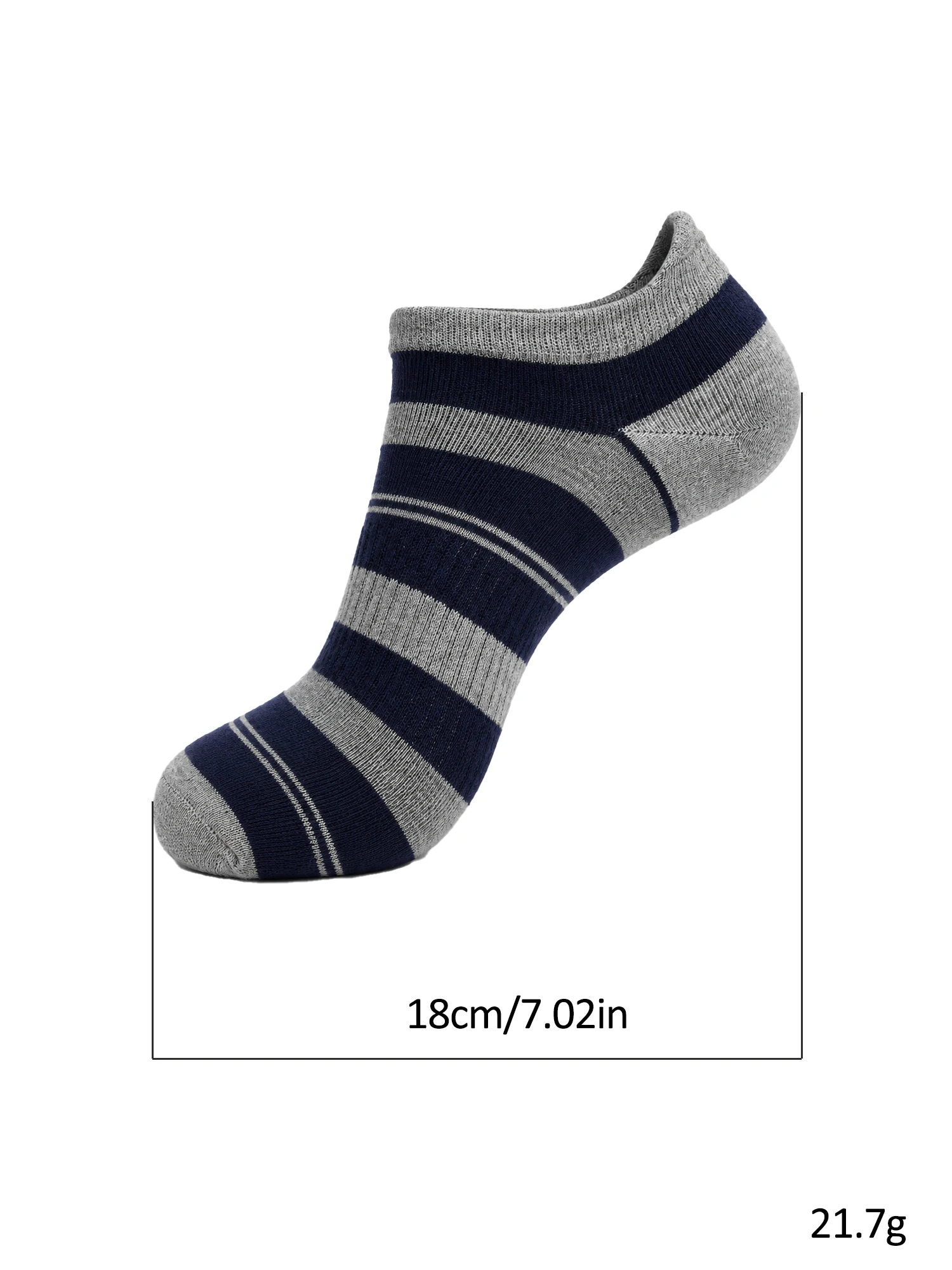 1/3/6 Pair Men's Blue Grey Striped Ankle Socks Breathable Cotton Cushioned Low Cut Running Sports Non Slip Moisture Wicking Gift - view 6