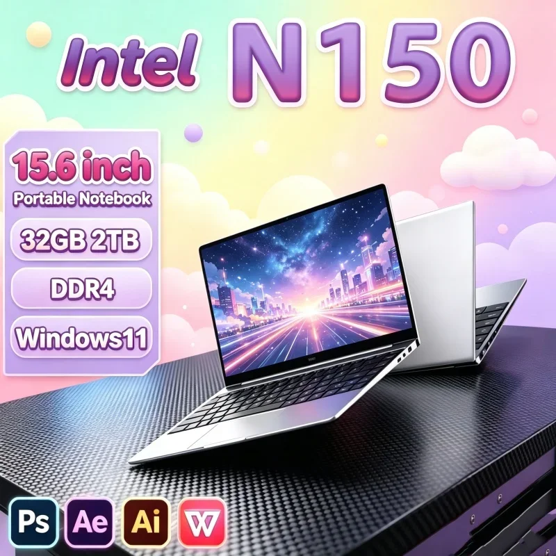 15.6" Intel Core N150 Windows 11 Student-focused Laptop Computer 32GB RAM 1TB 2TB SSD Portable Notebook PC Office Study Laptops