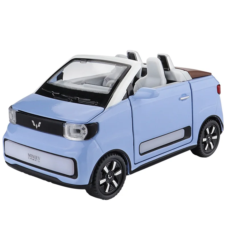 1:24 MINI EV Convertible Car Model Toy Sound Light Detachable Roof Alloy Diecast Mini Car Models Collectible Gifts