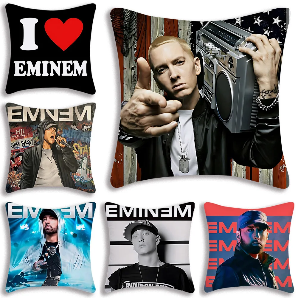 

Hip Hop Rapper Eminem Pillow Covers Cartoon Sofa Decorative Home Double-sided Printing Short Plush Cute Cushion Cover