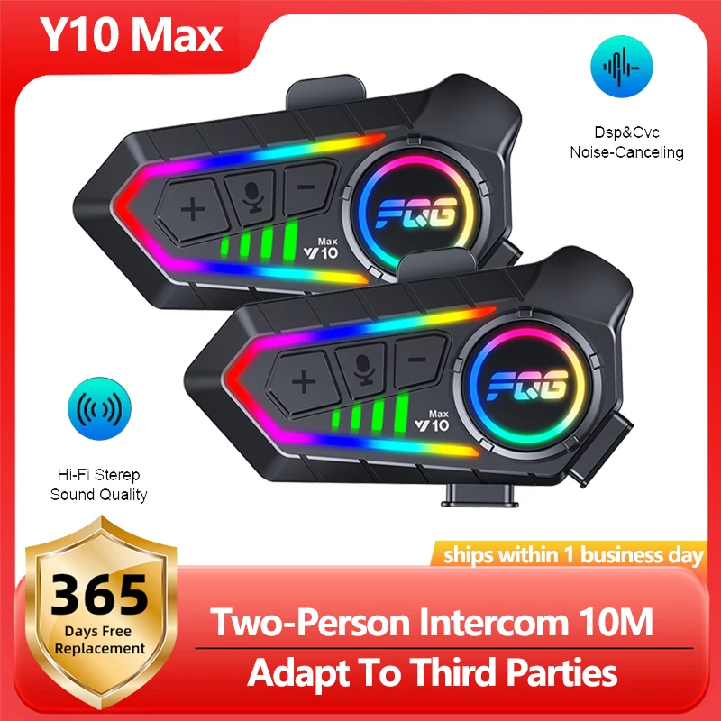 

Y10 Max Motorcycle Helmet Bluetooth 6.0 Intercom CVC+DSP Dual Intelligent Noise ReductionInter Comunicador