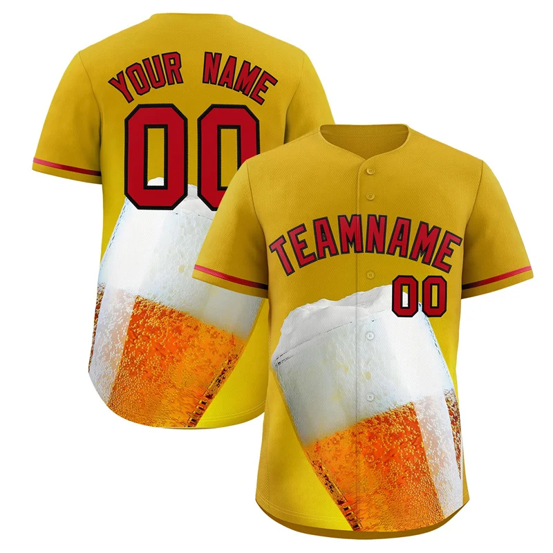 

Custom TeamName Number Name Baseball Jersey Summer Fashion 3D Printed Beer Short Sleeve Ready Stock Casual Oversized Top