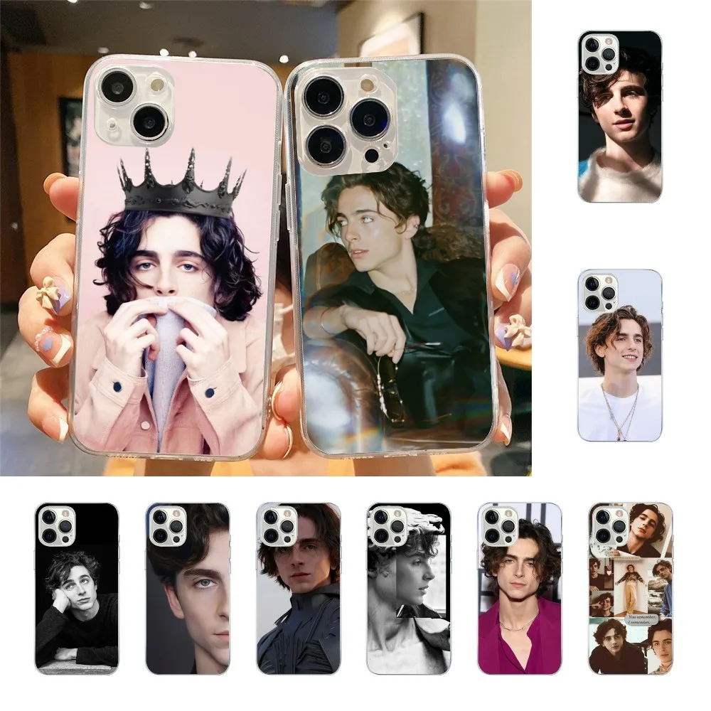 T-Timothee Chalamet Phone Case For Iphone 15 11 13 14 Pro Max 7 8 Plus X Xr Xs Max Se2020 12mini Transparent Cover