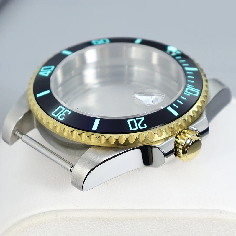 40 มม.นาฬิกา C3 Luminous BEZEL Sapphire Fit SUB Seiko Nh35 Nh36/34/38 Eta2824 Miyota8215 28.5 มม.สีเงินทอง MOD