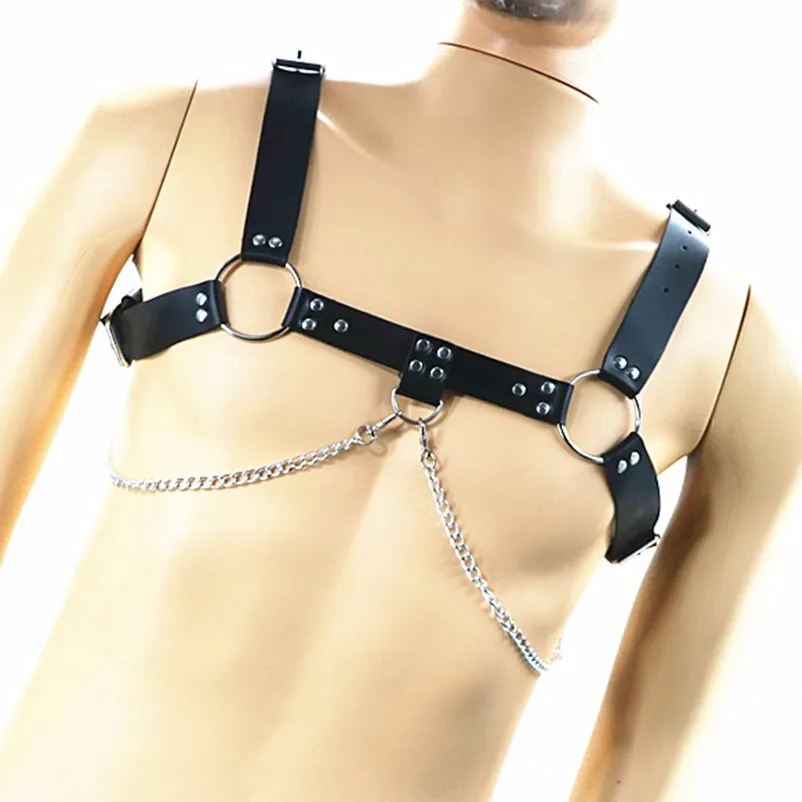 Mens Body Harness Party Festival Body Jewelry Shoulder Chest Belt Buckle PU Leather Punk Accessories