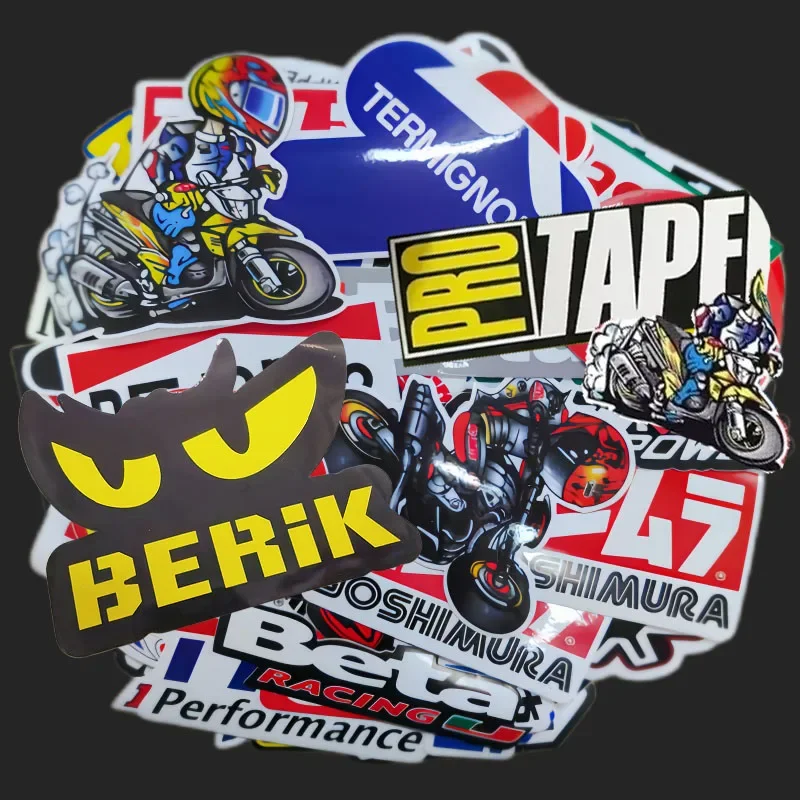 40/80/120pcs Random Motorcycle Ornamental Stickers for Kawasaki Honda Yamaha Decals Car Bike Helmet Tank Racing Sponsor Logo Set