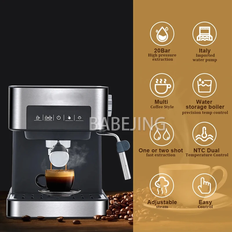 

Home Espresso Machine 20Bar Extracted Steam Brewing Small Coffee Maker Italian Style for Barista