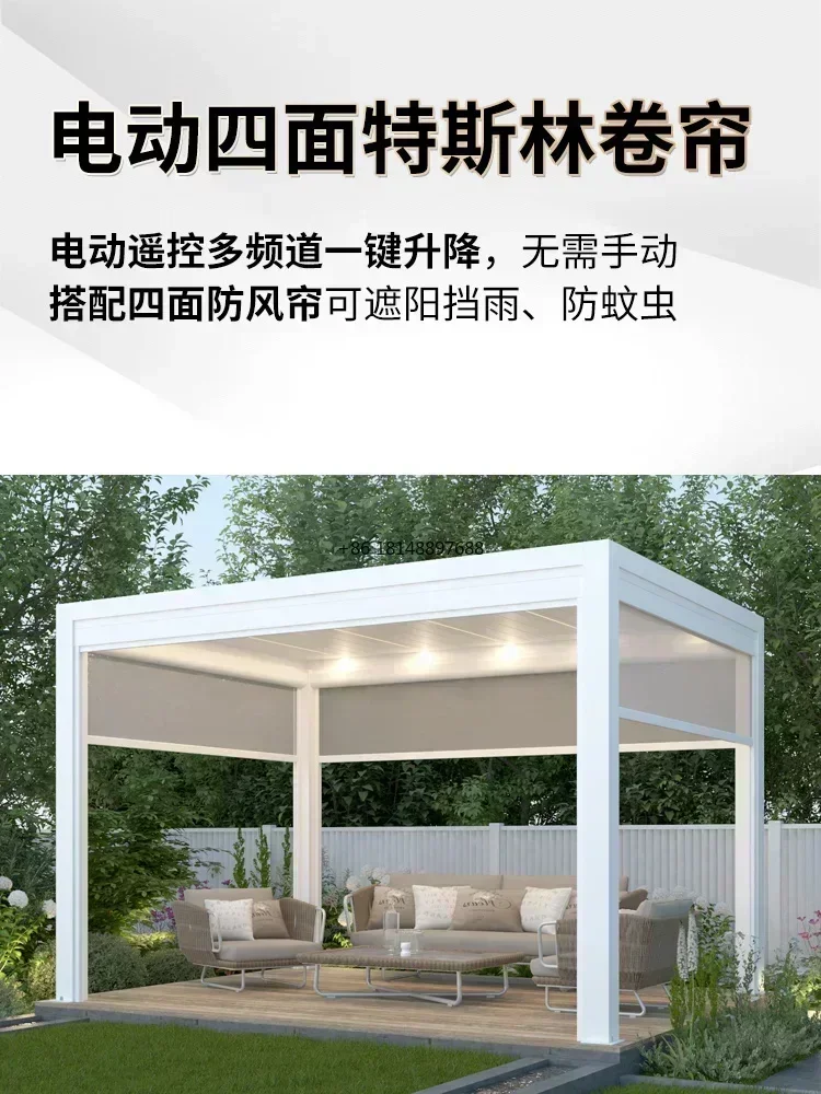 Customized size Outdoor Patio Motorized aluminum adjustable louver pergola Waterproof awning Bioclimatic aluminum pergola