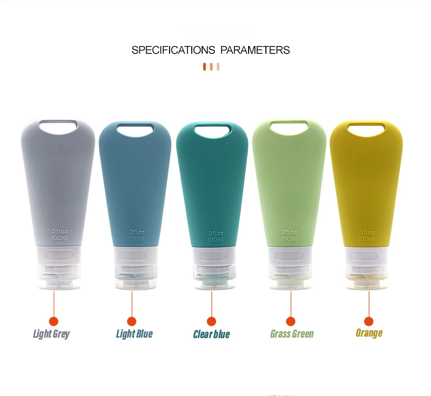 

90ml Portable Silicone Travel Bottle Essence Lotion Shampoo Storage Container Refillable Dispensing Container