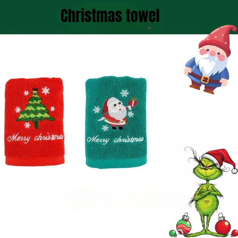سانتا كلوز هدية السنة الجديدة رجل امرأة المنزل الحمام غسل اليد الوجه منشفة القماش غسل القماش زينة عيد الميلاد منشفة الوجه الأحمر