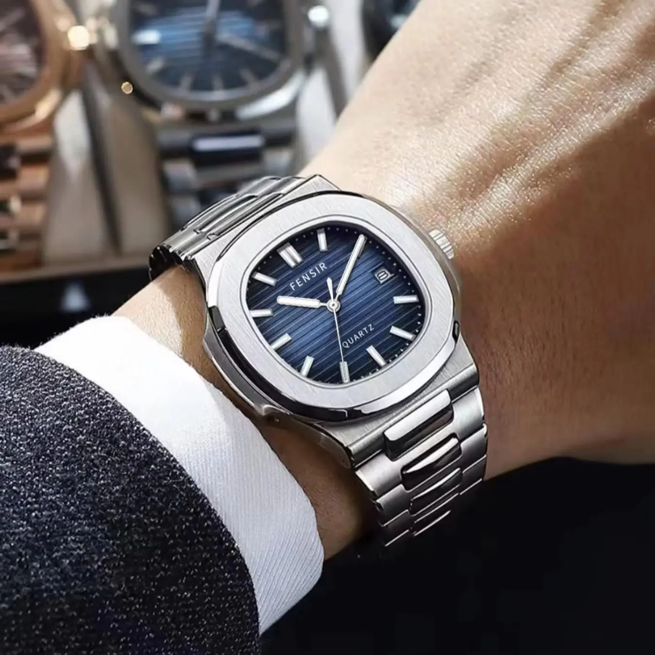 

Мужские кварцевые часы премиум-класса, водонепроницаемые, с указателем даты, из нержавеющей стали, деловые часы для мужчин, Relogio Masculino