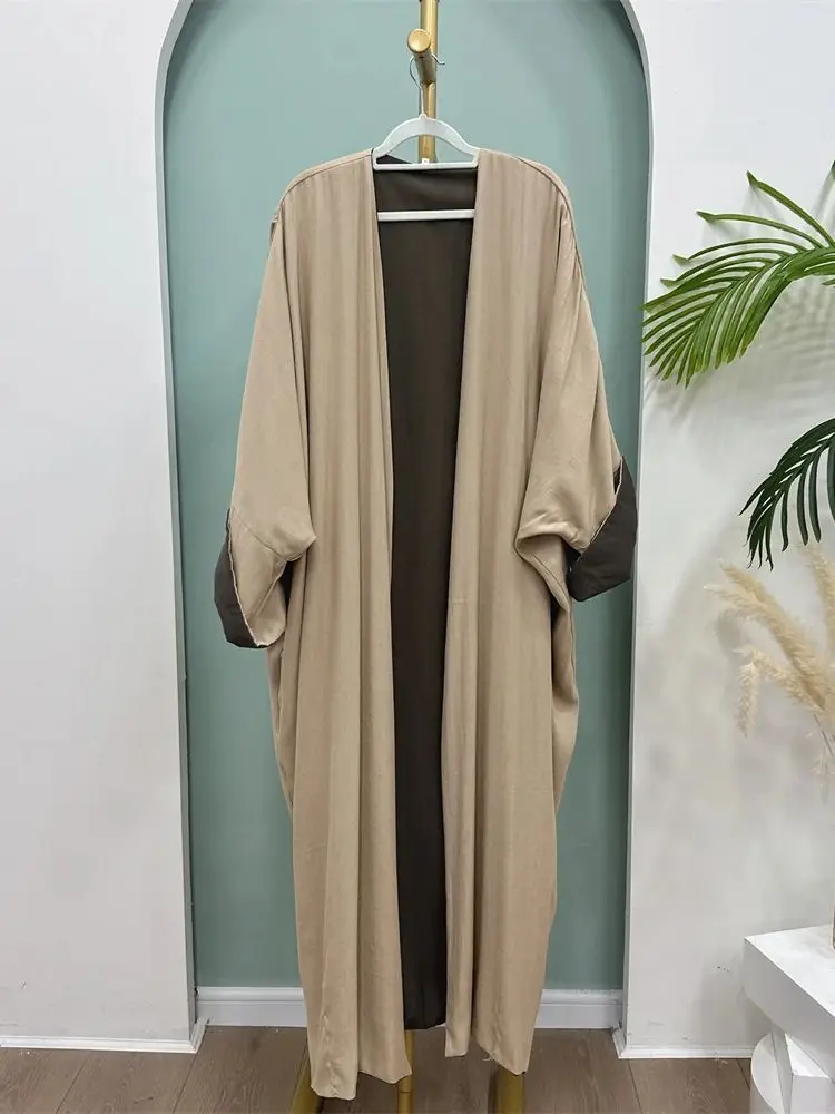 Eid Two-sided Modest Open Kimono Abaya Dubai 2024 Palestine Islam Muslim Kaftan Dress For Women Robe Caftan Marocain Femme