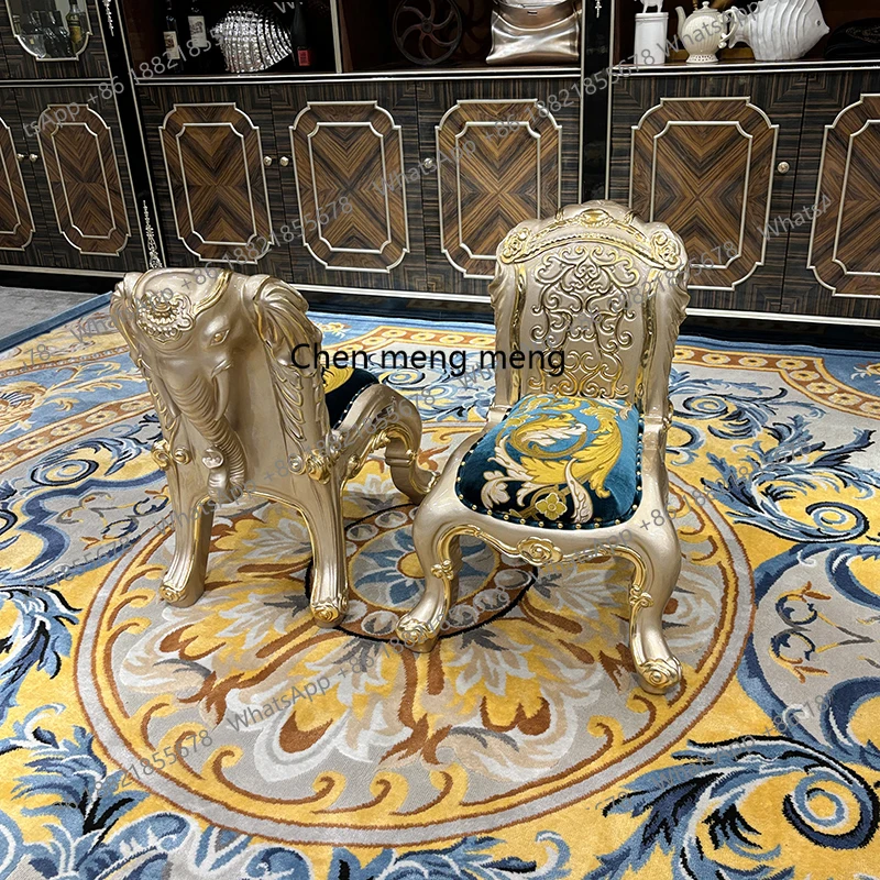 French Embroidery Elephant Chair European Solid Wood Sofa Stool Bedroom Embroidery Styling Chair