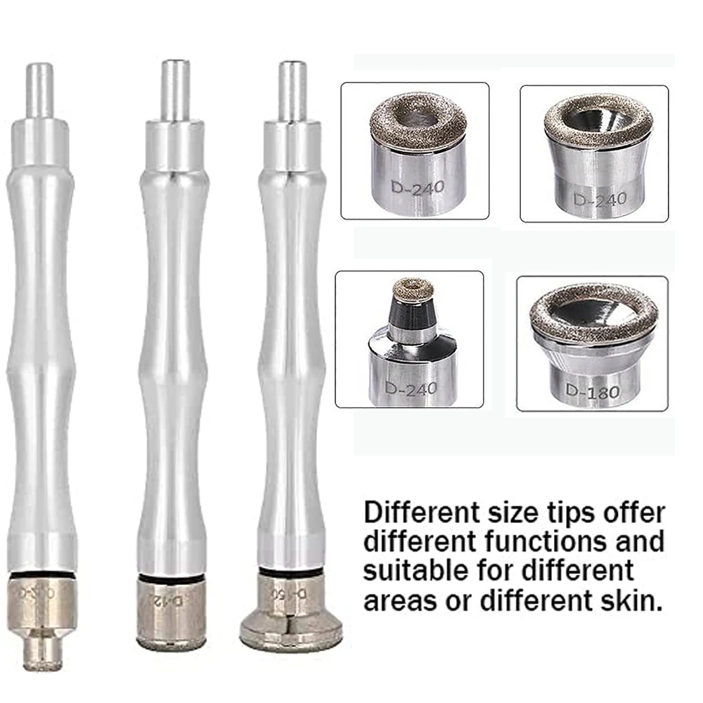 Stainless Steel Diamond Derbrasion Replacement Tips and Wand For Microdermabrasion Skin Peeling Blackhead Remover Facial Machine