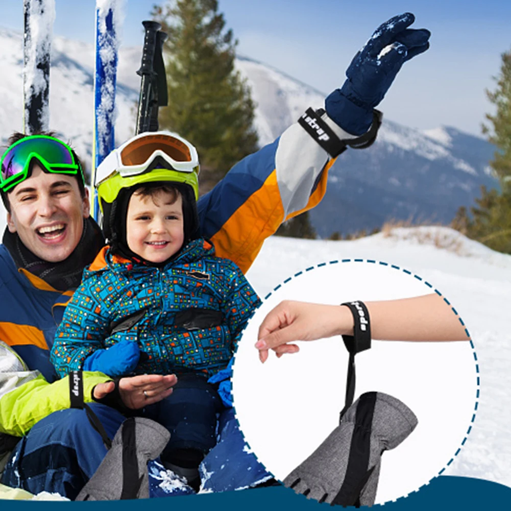 4 pezzi cinturino per guanti da snowboard cinturino da polso elastico per guanti da sci supporto per guinzaglio per campeggio sci attività all'aperto