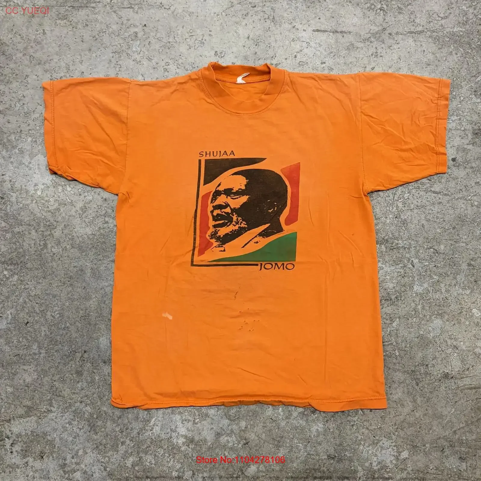 Camiseta Vintage Shujaa Jomo para Hombre, Talla Grande, Color Naranja, Presidente de Kenia, Estilo Vintage, Lavada, Elegante, Transpirable, Ligeramente Suave