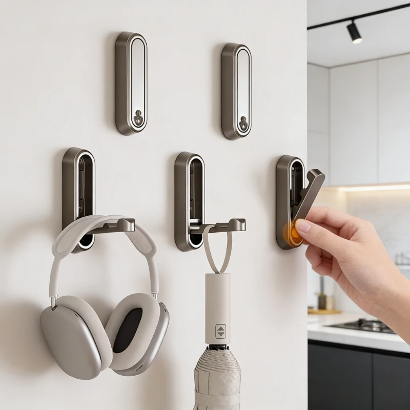 Klappbarer Wandhaken, platzsparend, aus Aluminium, rostfrei, hochbelastbar, für Mäntel, Bademäntel, Handtücher, für Badezimmer, Küche, Eingangsbereich, schwarz matt