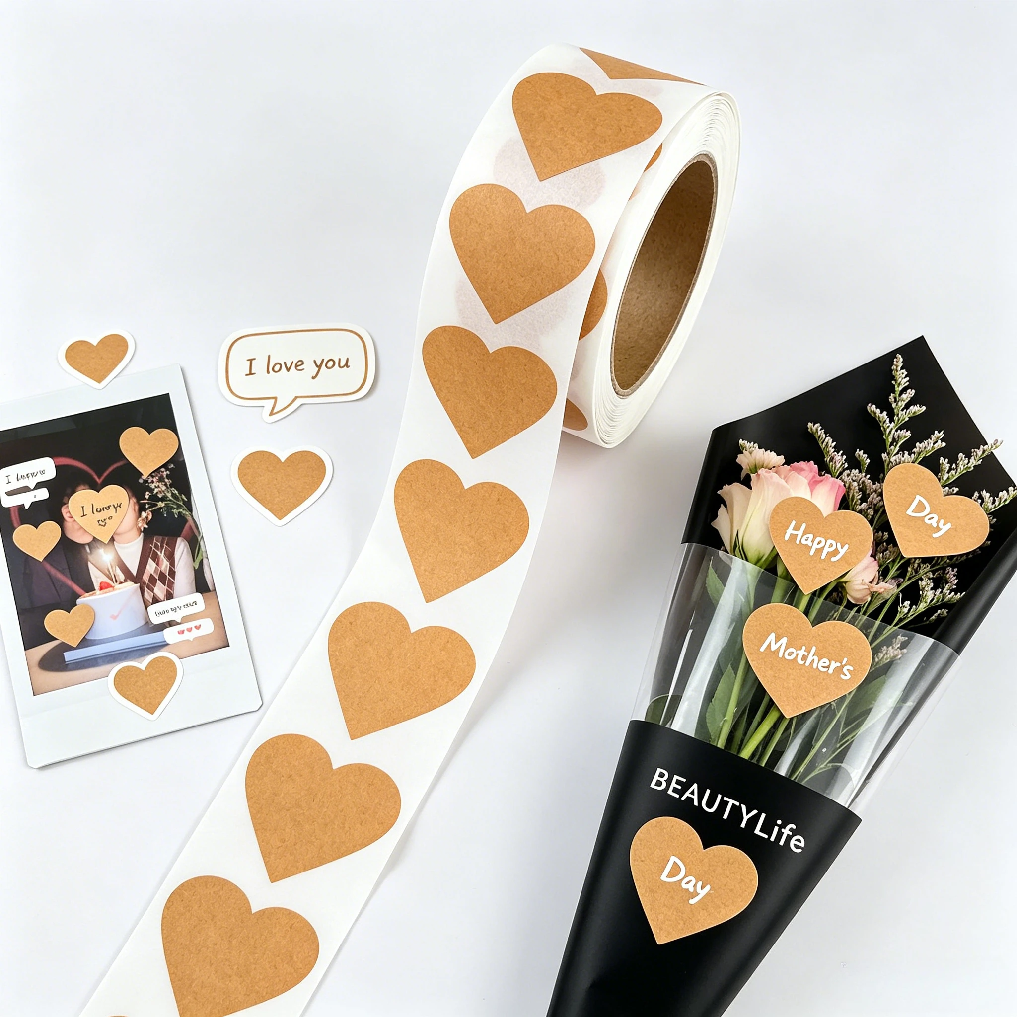 250-800pcs Kraft Paper Stickers Blank Can Write Name Self-adhesive Sealing Gift Stickers Home Packaging Seal Labels Food Note