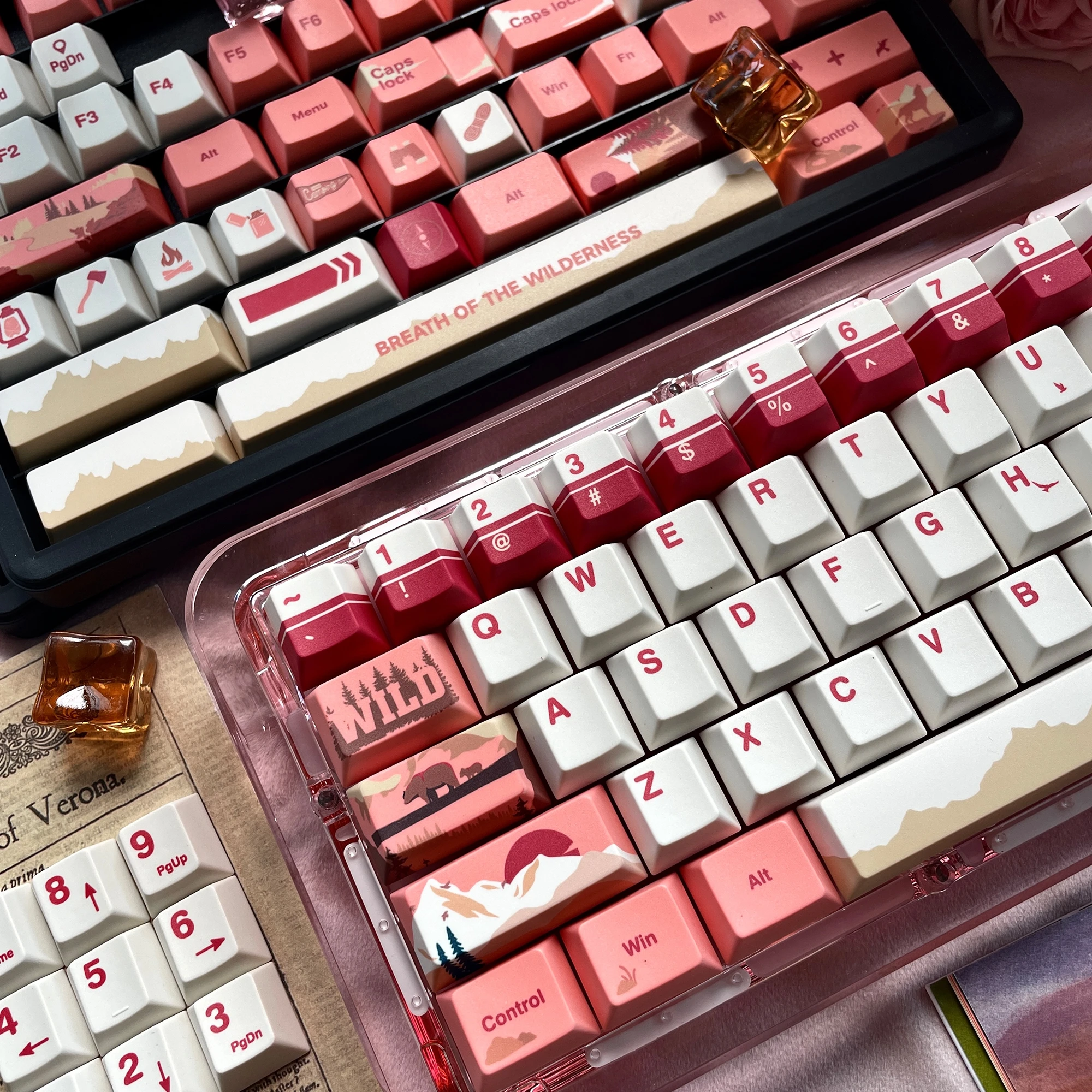 Keycaps - Twilight Wilderness Theme Cherry Pbt Sublimation 135Keys6.25/7/2.25/2.75 Spacebar Retro Summer Sunset Wine Red Keycaps