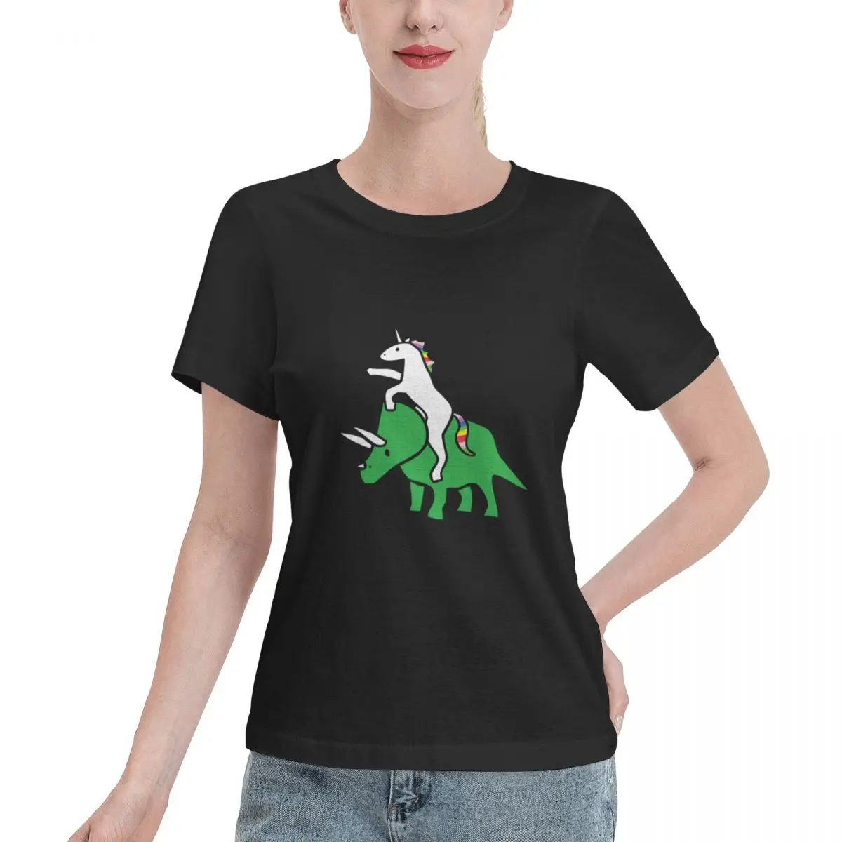Long Lasting To The Disco (Unicorn Riding Triceratops) Women's T-shirt Sensual All Season T-Shirt