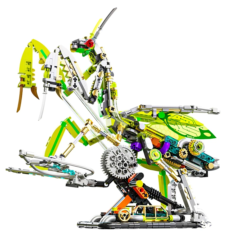 

999 PCS electric building blocks toy set, insect series mechanical mantis ornaments model assembly, boy's birthday toy gift