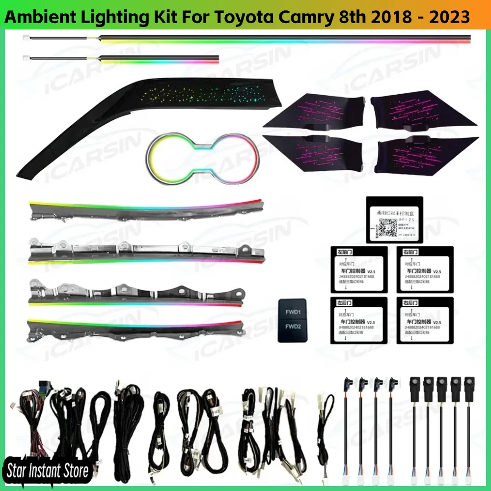 

64 Colors Star Rainbow Ambient Lighting Upgrade Kit for Toyota Camry 8th 2018 - 2023 Interior LED Light Accessories