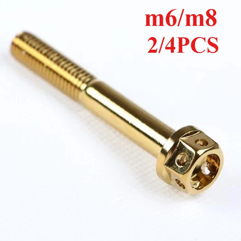 Titanium Bicycle Stem Bolts M6 M8 Hex Flange Gold Screws for MTB Road Bike Parts BMX Crank Shock Absorber Hardware Fastener