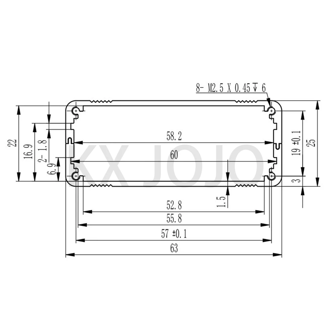 Aluminum Enclosure 63*25*75mm Split Case PCB Silver/Black Instrument Box DIY Electronic Project Case DIY Power Supply