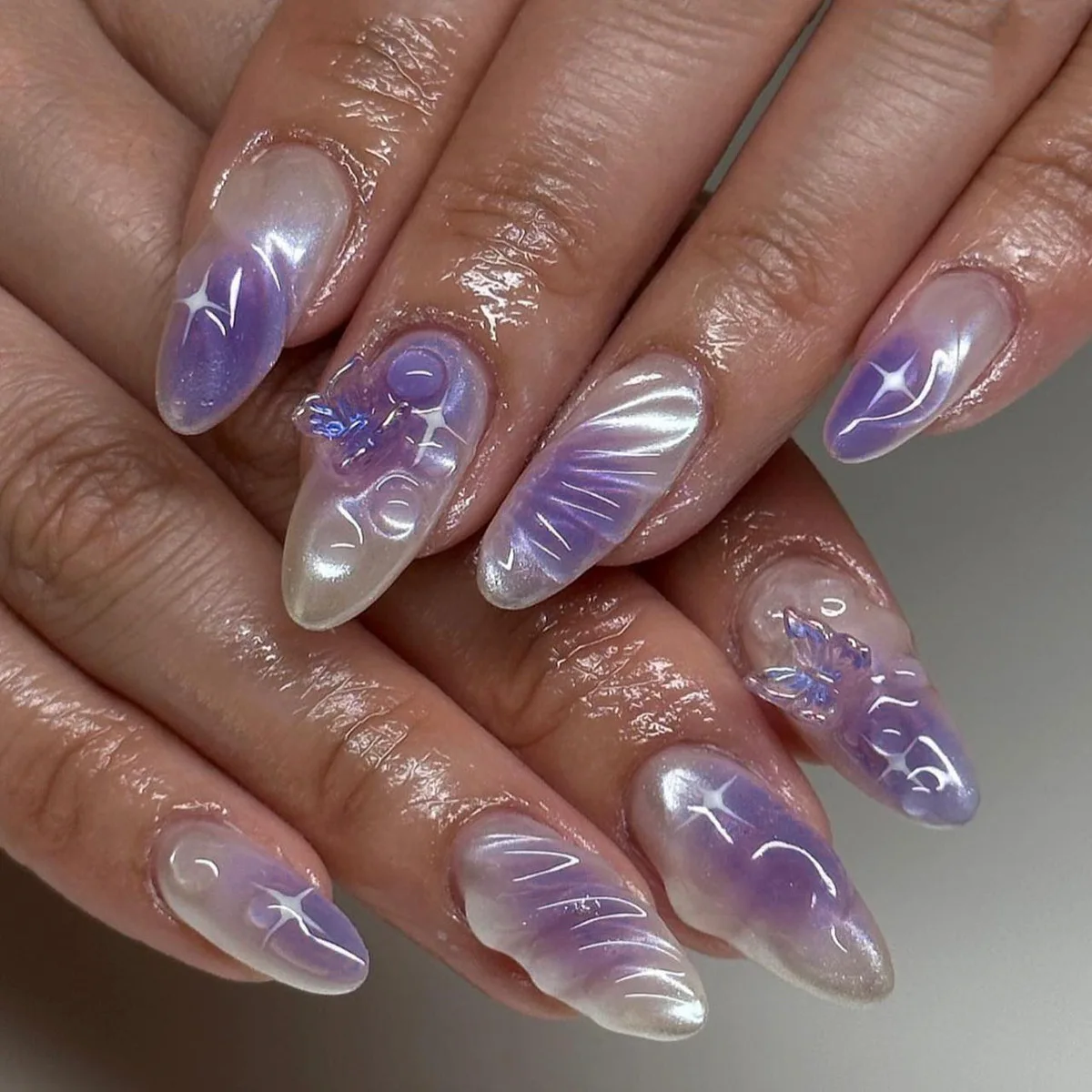 24 Stück Mandel-Stiletto-Glitzer, rosa, französisches Press-on-Acrylnägel mit 3D-Liebes-Design, Ballett, langer falscher Nagel, vollständige Abdeckung, Nagelspitzen – Detail 7