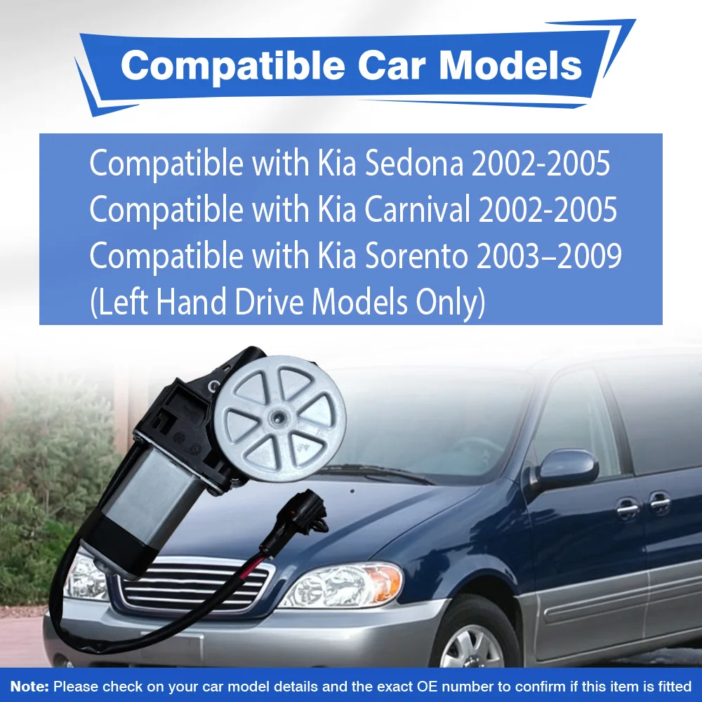 

2Pins Power Window Lift Motor Front Rear Left / Right For Kia Sedona Carnival 2002-2005 Sorento 82450-3E000, 83460-3E000