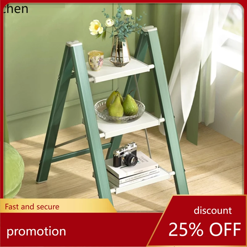 

HT Multifunctional Folding Ladder Thickened Aluminum Alloy Herringbone Flower Frame Three or Four Steps Stairs Portabler Stool