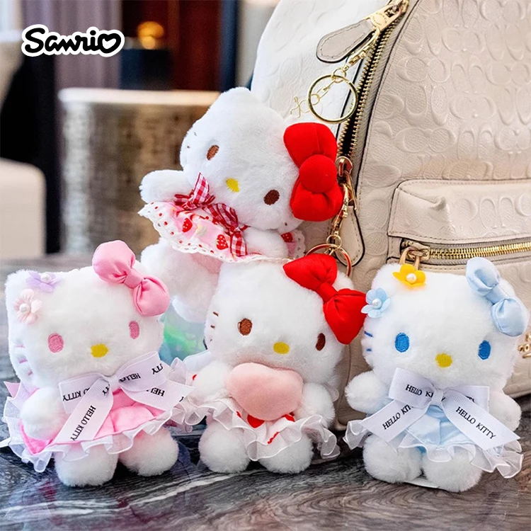 Anime Kawaii Sanrio Hallo Kitty Plüsch Schlüssel bund Anhänger Halter Schlüssel anhänger Auto Schlüssel ring Handy tasche hängen Schmuck Kinder