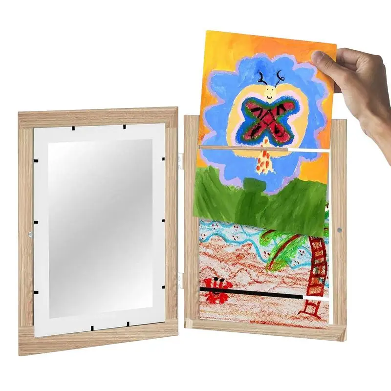 New Children Art Frame Magnetic Front Open for Change Poster Photo Drawing Paintings Pictures Kids Artwork Storage Display Gift