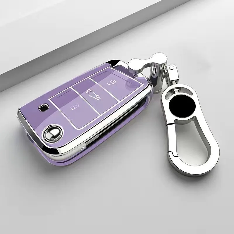 

Soft TPU Car Folding Remote Key Fob Case Cover Shell For Volkswagen VW Polo Golf 7 MK7 Tiguan Passat Jetta E-golf With Keychain