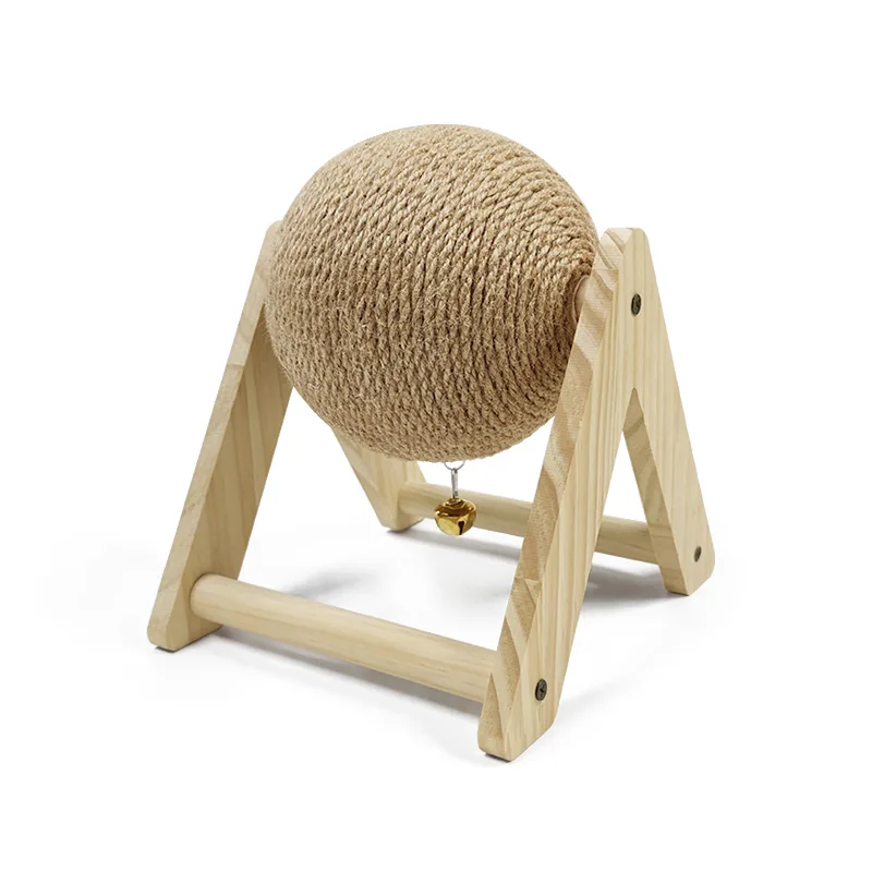 Rabbit Scratching Ball Wooden Rack Sisal Grinding Claw Ball Pet Interactive Toy Scratch Toy for Kitten Small Animals Chinchilla