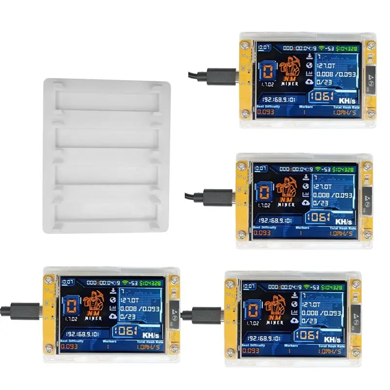 

Модернизированный 4200 кГц/с Nmminer Nerdminer + подставка с 4 слотами, 2,8-дюймовый интеллектуальный дисплей Bitcoin Crypto Solo Lottery Miner для дома-ABIU