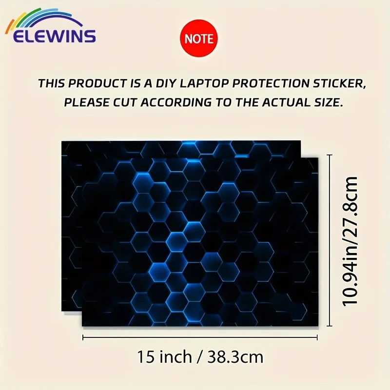 2-Pack sci-fi honeycomb texture laptop light beige stickers, self-adhesive art stickers, waterproof and scratch-resistant,