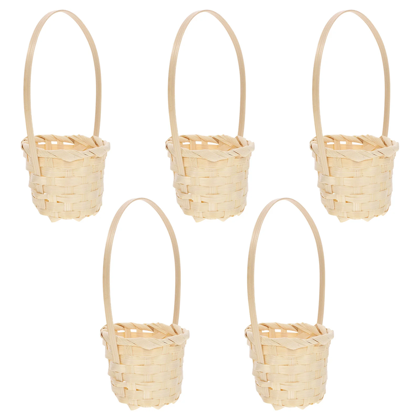 5 قطعة سلة التخزين المنسوجة خفيفة الوزن المحمولة حامل زهور الفاكهة تنظيف بسيط قابلة لإعادة الاستخدام سلة حمل الزخرفية المنزلية #3