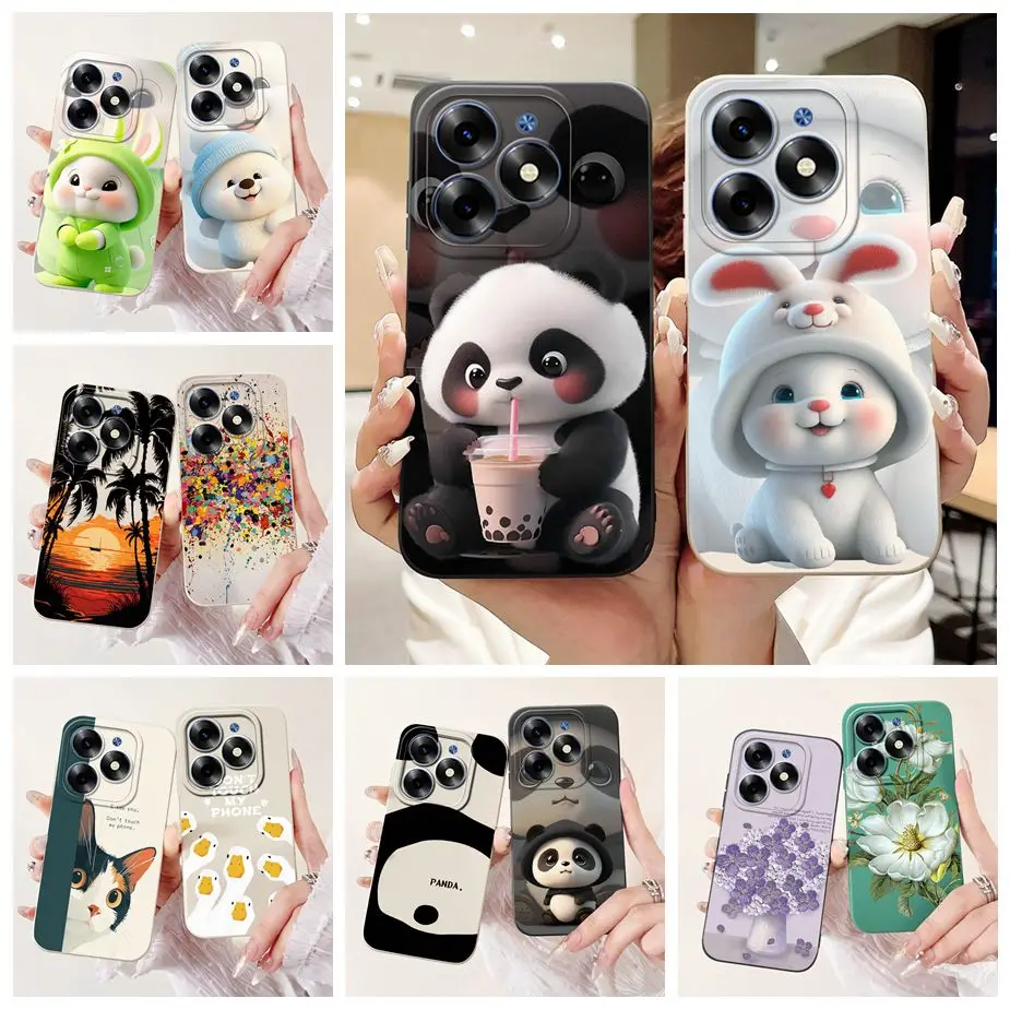 For Tecno Spark 20 Pro Case KJ6 Cute Panda Cartoon Cover Soft Silicone Case For Tecno Spark 20C Spark20 Pro Plus Back Cover Bags