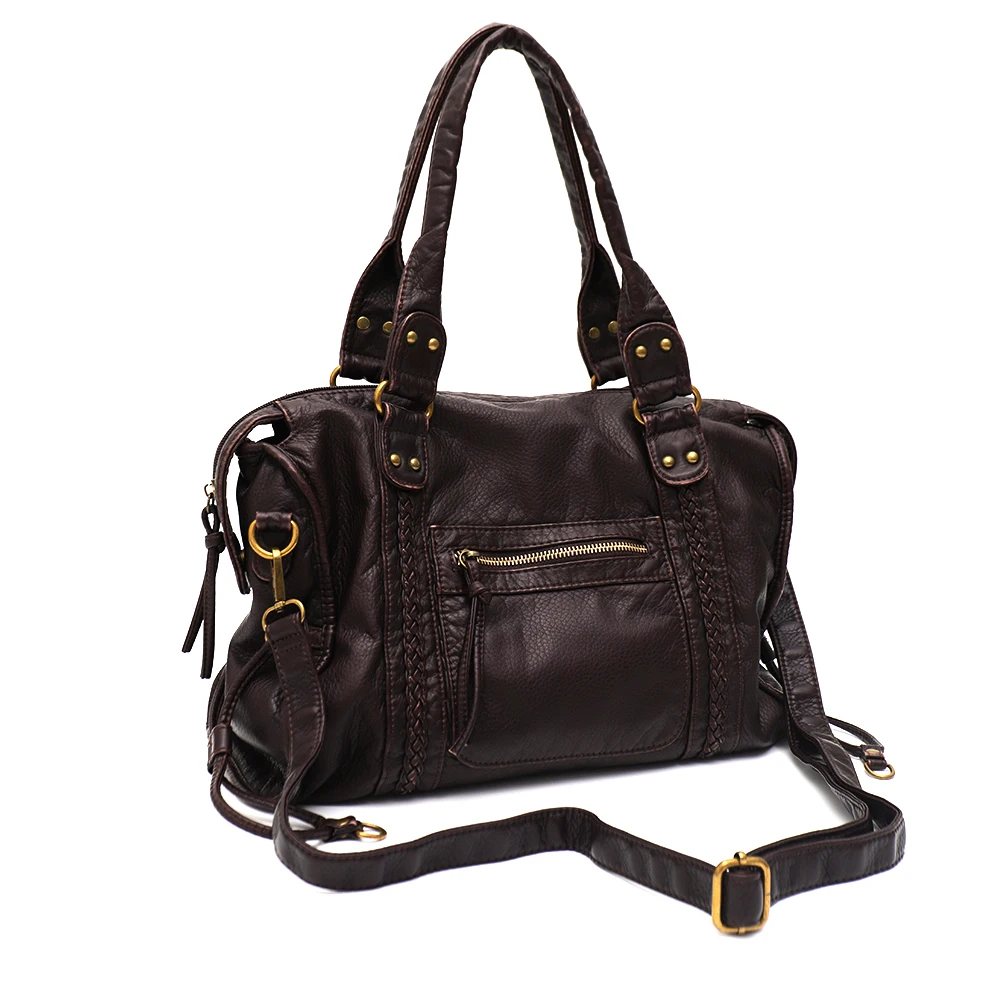 CEZIRA Vintage Washed PU Leather Shoulder Bag Unisex 8