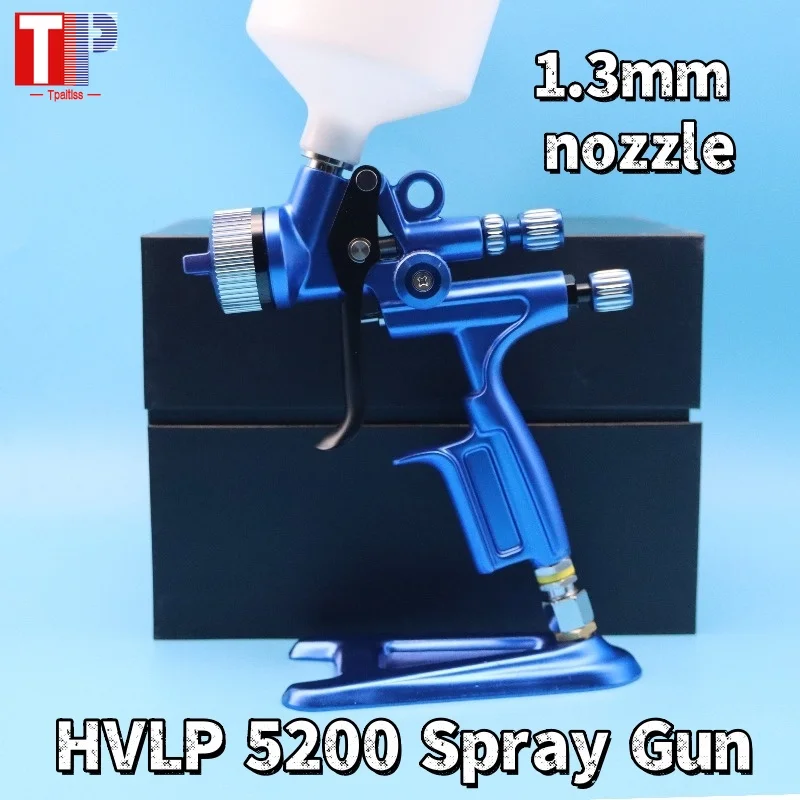 

NEW Blue HVLP 5200 Spray Gun 1.3mm Car Spayer Painting Tool with Adapter Pot Spray Air Paint Gun Good Atomization 260L/MIn